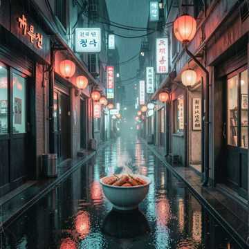 Seoul Rain & Tteokbokki